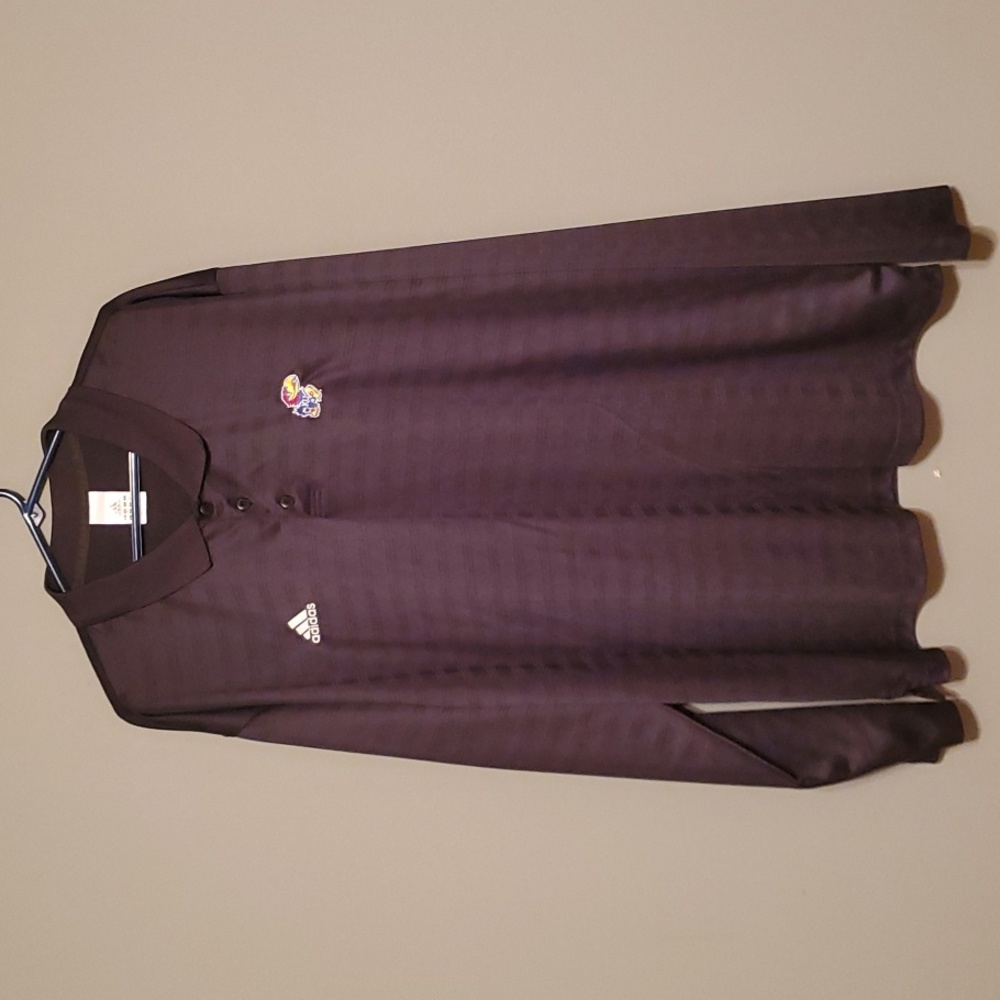 Adidas Kansas Jayhawks Climalite Black L/S Polo Size 3XL